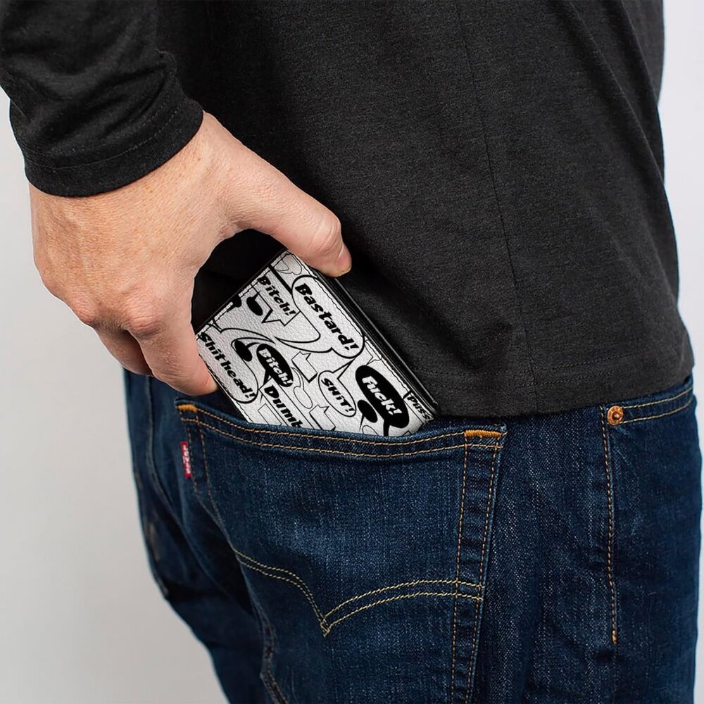 Buckle-Down Men's Vegan Leather Bifold Bubbles Curse Words Quote Wallet - Picture 5 of 8